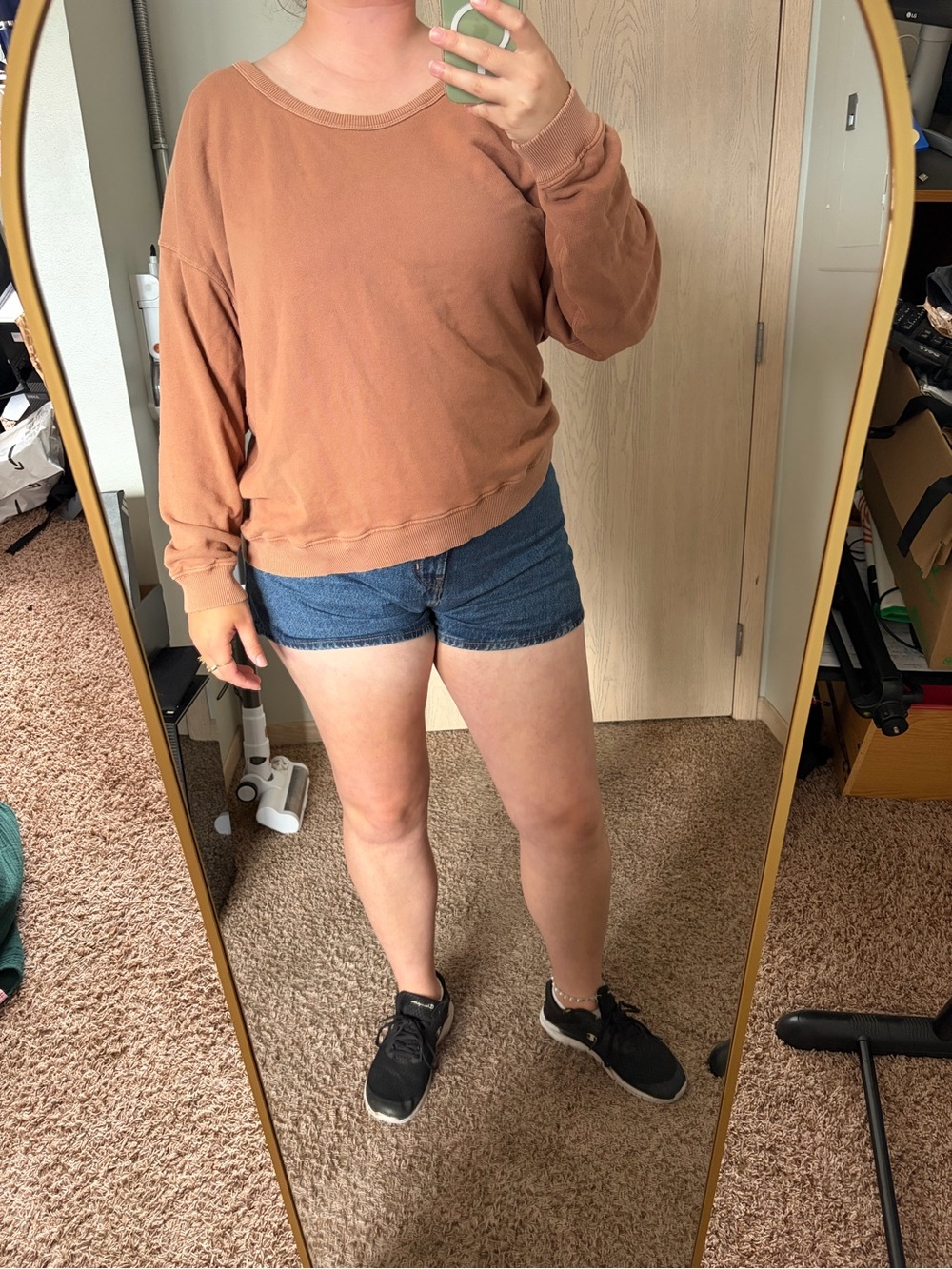 aerie Women's Oversized Scoop Neck Pullover Sweatshirt - Terracotta